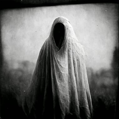 Ghost in a white sheet.Halloween Concept Ghost