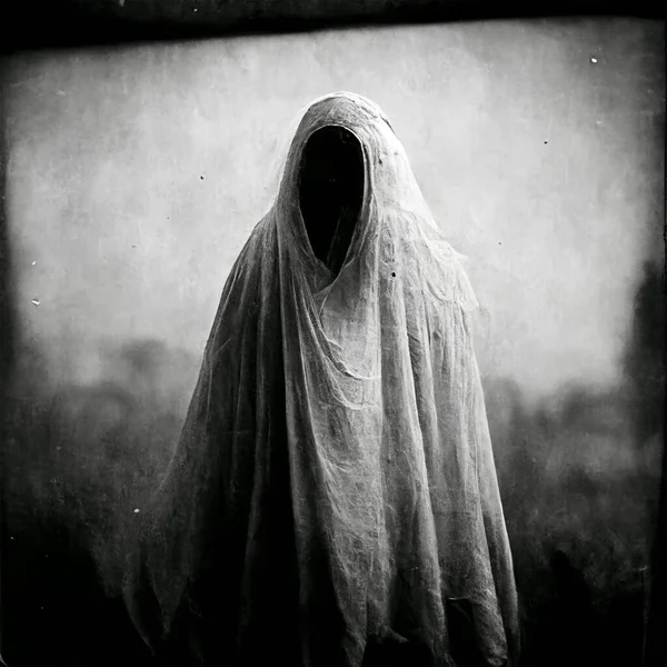 Ghost in a white sheet.Halloween Concept Ghost