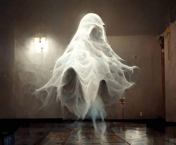 Ghost White Sheet Halloween Concept Ghost — Zdjęcie stockowe