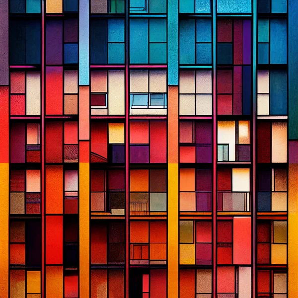 Trasparenze Degli Edifici Multicolore Trasparenze Multistrato — Foto Stock