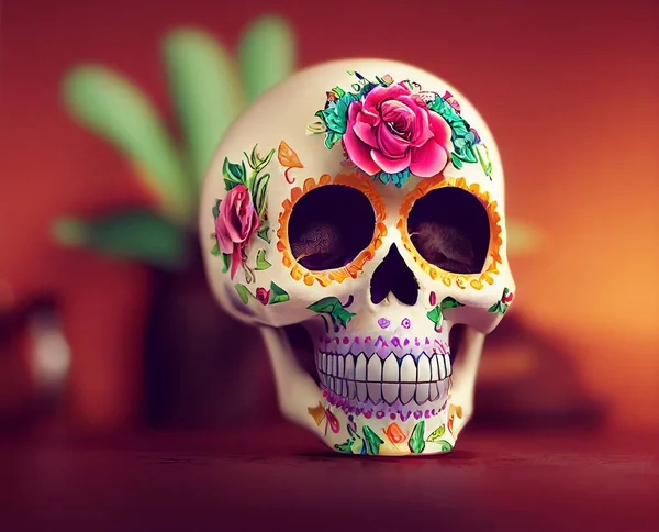 Digitální Ilustrace Portrétu Sugar Skull — Stock fotografie