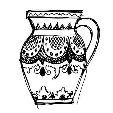 Hutsul seramik simgesi simgesi boyadı, siyah & beyaz