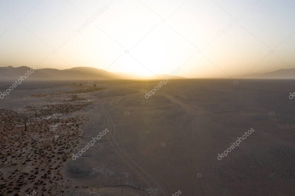 Landscape with dunes in Namib-Naukluft National Park at Sesriem, Sossusvlei, part of the Namib Desert.