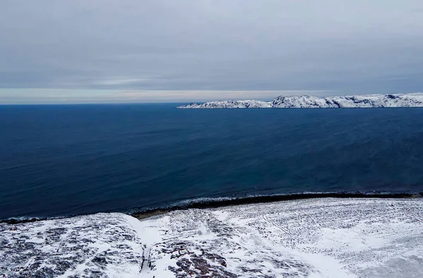 Paesaggio Invernale Con Montagne Neve Una Giornata Polare Oceano Artico — Foto Stock