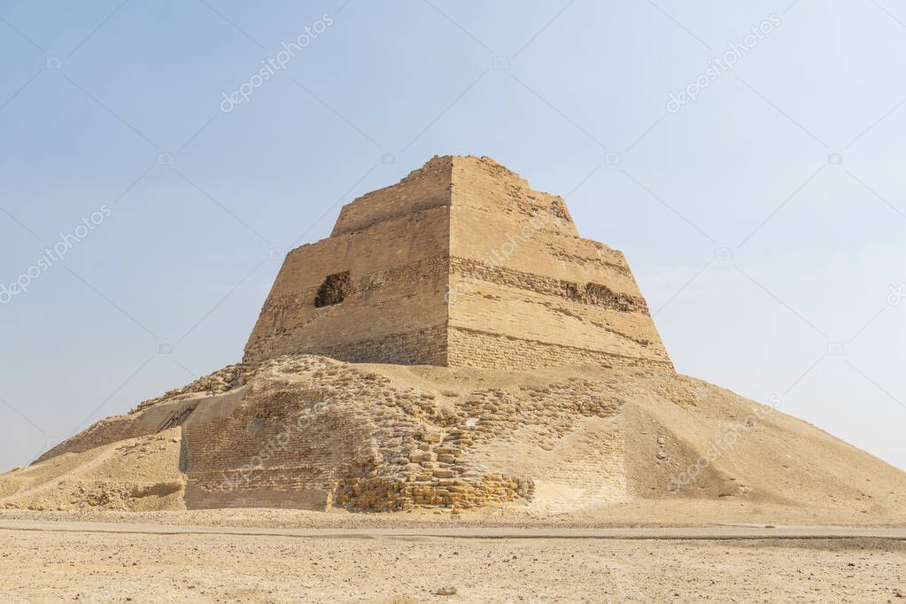 the wrong pyramid in Meidum, near Cairo. Egypt. One of the oldest sights of Egypt in the desert.