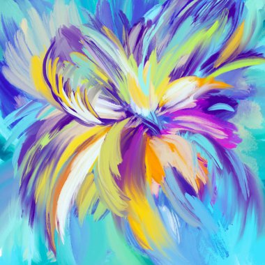 abstract flower like oil paints. Spring, easy and cheerful abstract background. Abstract colorful art background. Digital art.
