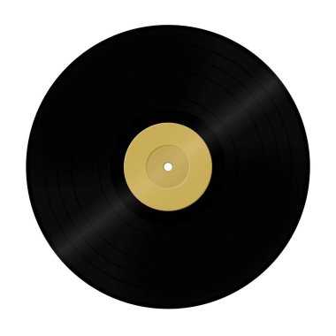 Gramofon plağı. Düzenleme için hazırlan. İzole edilmiş beyaz arka plan. Eski teknoloji, eski tasarım. Vektör illüstrasyonu.