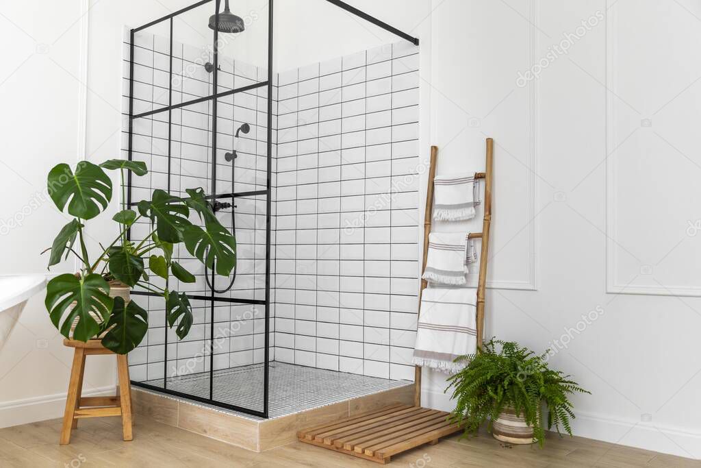 bathroom interior design with shower. High quality beautiful photo concept