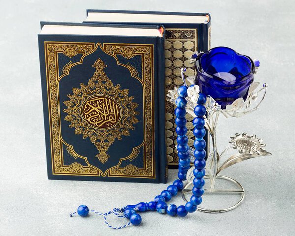 Close up islamic new year concept with quran book. High quality photo Stock Picture