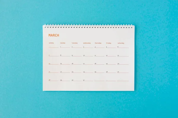 Top widok papier firmowy minimalistyczny kalendarz — Zdjęcie stockowe