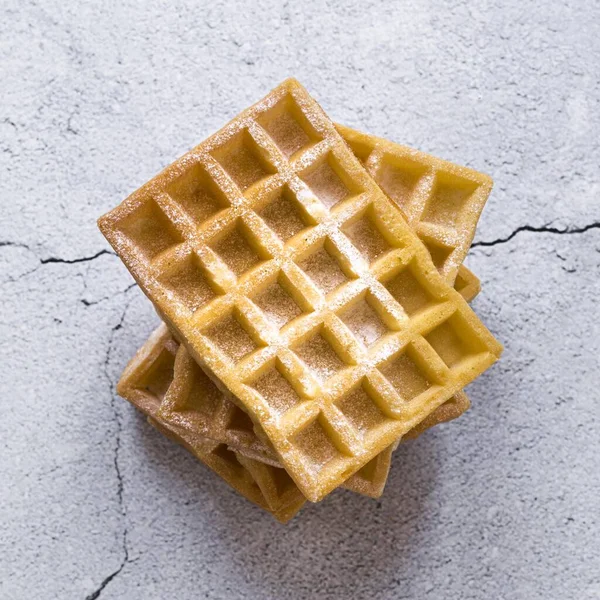 Top view stack waffles concrete surface. High quality photo — Stock Photo, Image