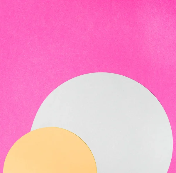 Żółty biały półokrąg ramka różowy tło. Wysokiej jakości zdjęcie — Zdjęcie stockowe