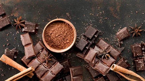 Vista dall'alto delizioso concetto di cioccolato. Foto di alta qualità — Foto Stock