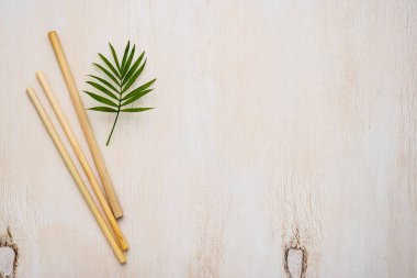 Düz ekolojik çevre dostu bambu tüp pipetleri. Yüksek kalite fotoğraf