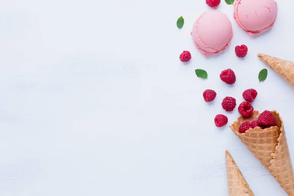 top view raspberry flavor ice cream. High resolution photo