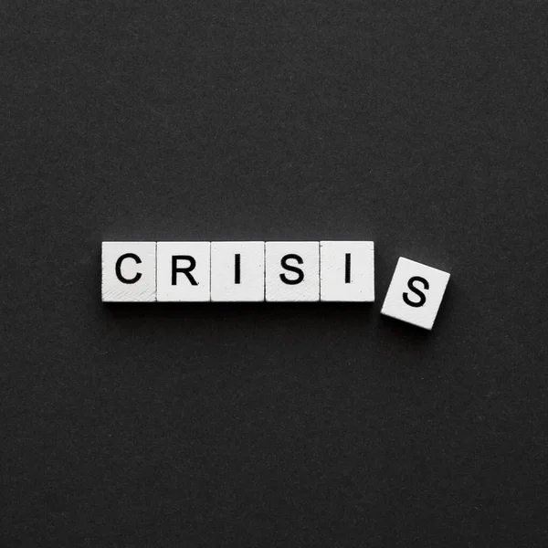 Visão Superior Palavra Crise Escrito Cubos Madeira Foto Alta Resolução — Fotografia de Stock