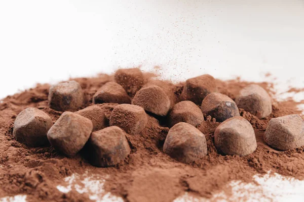 Truffes Chocolat Poudre Cacao Photo Haute Résolution — Photo