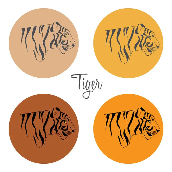 一组阿瓦塔侧面的老虎 虎头的矢量形象作为新年的象征 — 图库矢量图片
