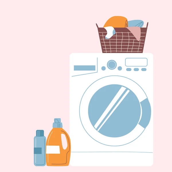 Washing machine and laundry products — Stock Vector