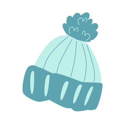 Kış için mavi örülmüş şapka