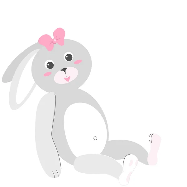 Grey bunny childrens toy — Stock Vector
