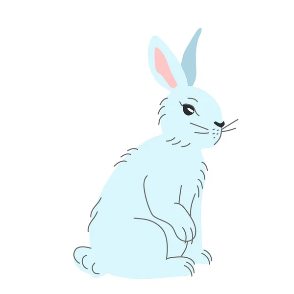 Um coelho azul da Páscoa está sentado — Vetor de Stock