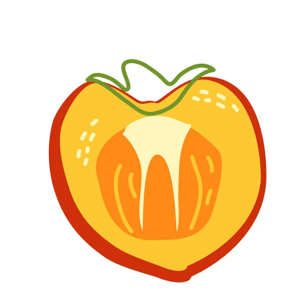 Demi Kaki Orange Mûr Pour Une Alimentation Saine Illustration Vectorielle — Image vectorielle