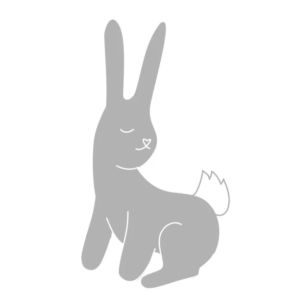 Un conejito gris con los ojos cerrados — Vector de stock