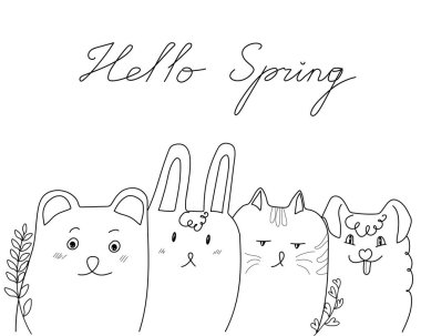 Karalama tarzında sevimli hayvanları taşıyın