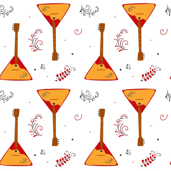 Patrón inconsútil de un instrumento musical balalaika — Vector de stock