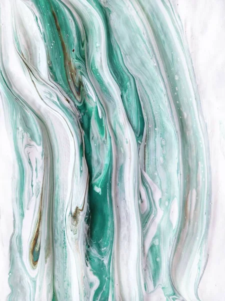 Liquid acrylic, oil paint on canvas. Mix of white, green, beige. Fluid paintings. Stone agate jadeite texture — Stock Photo, Image