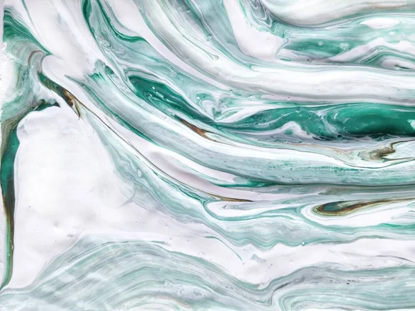 Acrylique liquide, peinture à l'huile sur toile. Mélange de blanc, vert, beige. Peintures fluides. Agate de pierre texture jadéite — Photo