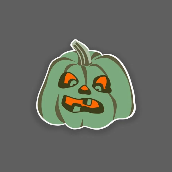 Calabaza verde aislada, cara de trasero. ilustración de Halloween — Foto de Stock