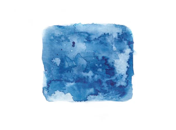 Acuarela dibujada a mano sobre papel. Salpicaduras y manchas azules — Foto de Stock