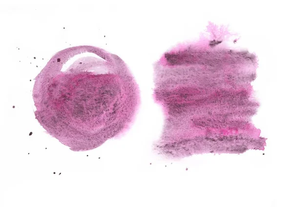 Hand drawn watercolor strokes on paper. Pink splashes and spots — Stock Photo, Image