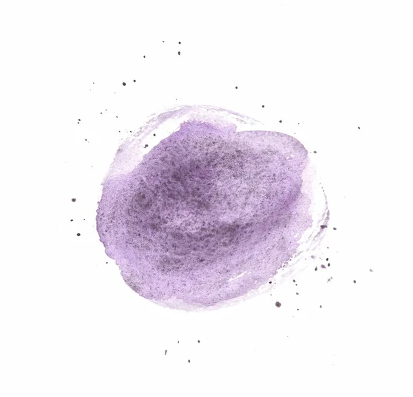 Acuarela dibujada a mano sobre papel. manchas y salpicaduras redondas violetas — Foto de Stock