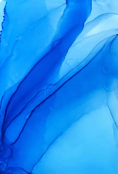 Niebieski Tusz Alkoholowy Malarstwo Tło Ręcznie Malowane Tło Sztuka Tuszu — Zdjęcie stockowe