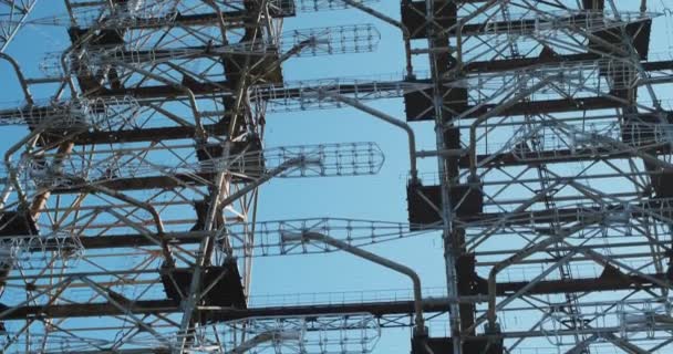Construção Metal Arco Radar Militar Chernobyl Dois Parede Antenas Contra — Vídeo de Stock