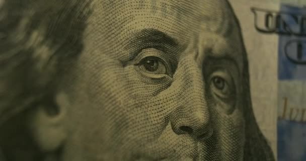 Сто Долларов Примерное Изображение Франклина Счёте Макро Стрельба Концепция Кредитов — стоковое видео