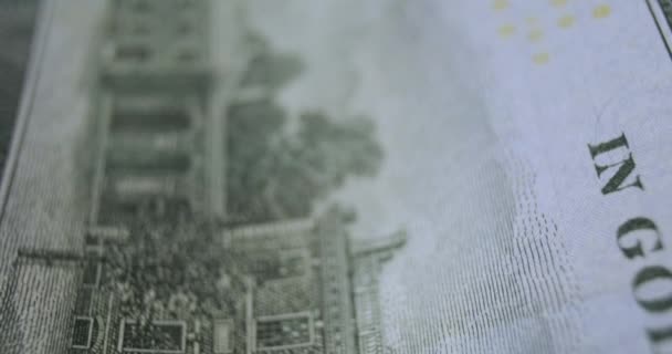 One Hundred American Dollars Close Macro Movement Banknote Concept Success — 图库视频影像