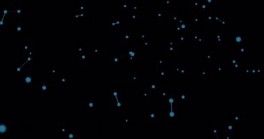 Mavi noktalar uzayda birbirine bağlanıyor. Kamera döndür ve yakınlaştır. Alfa kanalı, şeffaf arka plan. Uzay kavramı, nautki, evrenin yaratılışı, takımyıldızlar, 3D model. Yüksek kalite 4k