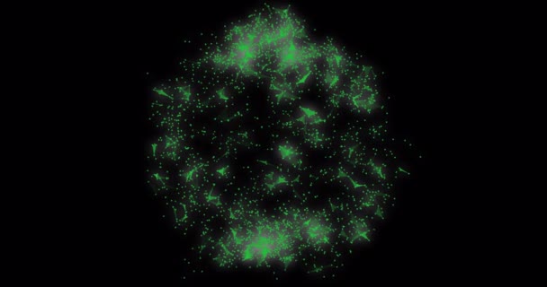 Green Sphere Circle Lines Dots Triangles Breaks Particles Space Alpha — Αρχείο Βίντεο