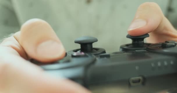 Male Hands Hold Game Joystick Move Sticks Press Buttons Console — Video