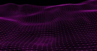 Moving surface of pink dots, lines, plexuses. Abstract 3d textured background. Concept of connections, future, space, space, planet. High quality 4k footage