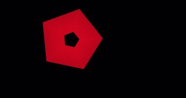 Lots of pentagons, the camera pans in. The concept of 3d abstractions, tunnel, inward movement, infinity, dimension of space. High quality 4k footage