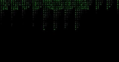 English alphabet, green color, appears on the screen, matrix. Concept of big data, internet, technology, cyber future, abstraction. High quality 4k footage