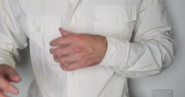 Dermatologist Patient White Shirt Opens Showing Doctor Skin Disease Ringworm — Video Stock