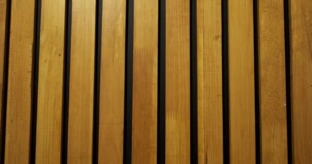 Lacquered Wooden Slats Black Wall Decor Camera Zoom Panorama Surface — Vídeo de Stock