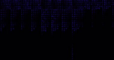 English alphabet, blue color, randomly appears on the screen, matrix. Concept of big data, internet, technology, cyber future, abstraction. Alpha channel, transparent background. High quality 4k