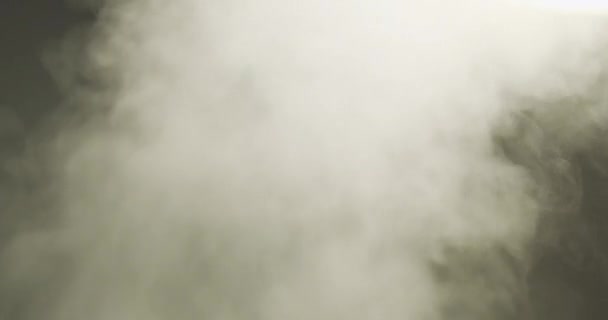 White Thick Smoke Rises Close Gray Vapor Rapidly Puffing Humidifier — Vídeos de Stock